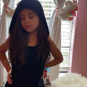 Black sleeveless top with hoodie